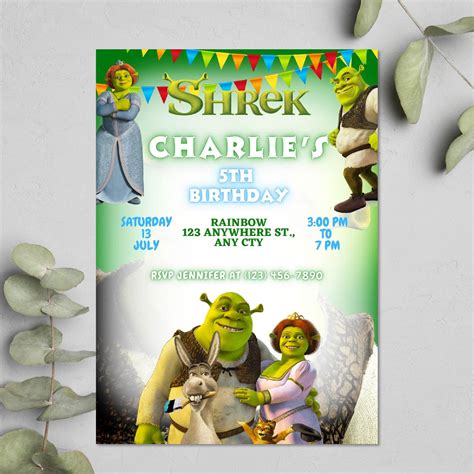 Shrek Birthday Invitation Shrek Digital Mobile Birthday Invitation