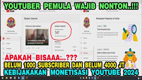 Mecoba Daftar Monetisasi Youtube Belum Subscriber Dan Jam