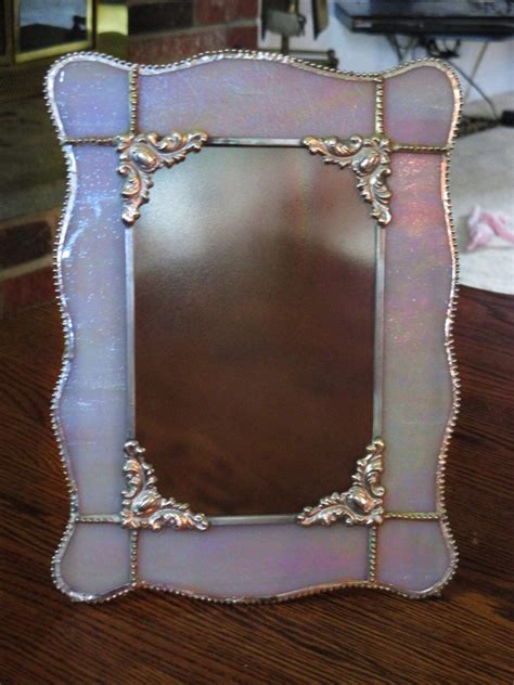 Picture Frame Lavender Opal Glass With Curvy Decorated Etsy Stained Glass Mirror Glass