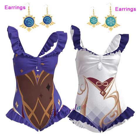 Anime Genshin Impact Ganyu Mona Swimsuit Sexy Bikini Cosplay Costume Women Swimwear Summertime
