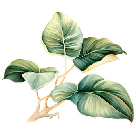 Oil Painting Neoclassical Realism Philodendron Vines Detailed Sage
