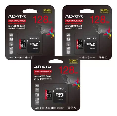 Kit 3 Cartão de memória Micro SD A2 V30 de 128 GB velocidade de