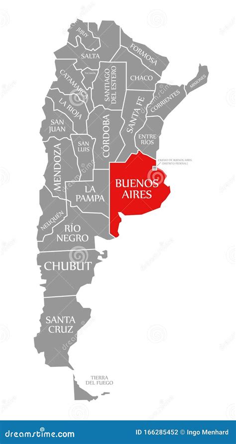 Buenos Aires Red Highlighted In Map Of Argentina Stock Illustration