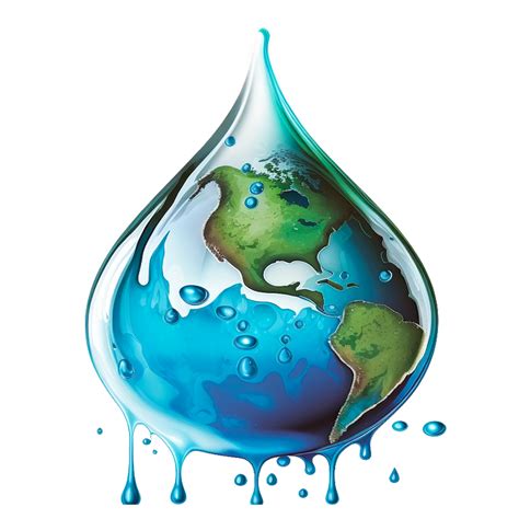 Earth Globe In Water Drop Form Environment Concept Png