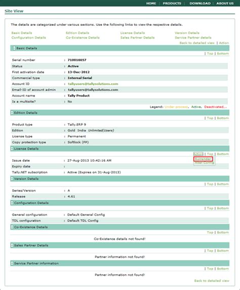 Surrendering Tally Erp License From The Tally Website