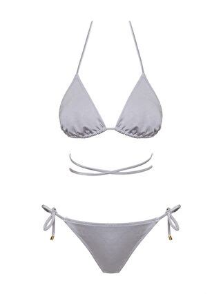 Sailor Moda Gri Brezilya Üçgen İpli Bikini Takım S LCW