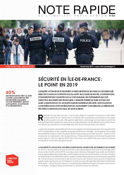 Victimation et sentiment d insécurité en Île de France quel bilan en