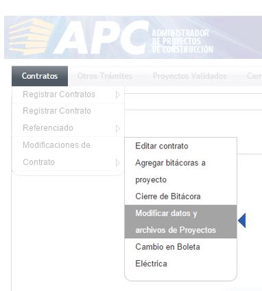 Modificar Datos Y Archivos De Proyecto Apc Proyectos Tramitados Antes