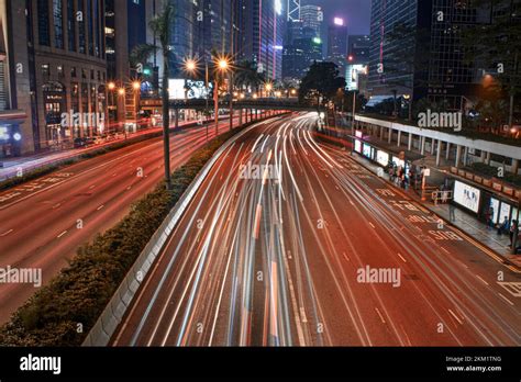 Hong Kong Streets At Night Stock Photo Alamy