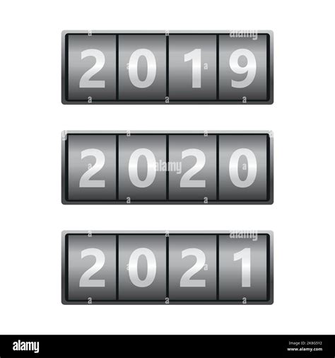 Set Of Calendar With Years 2019 2020 2021 Flip Board Countdown