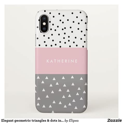 Elegant Geometric Triangles And Dots In Grey And Pink Iphone Case Zazzle