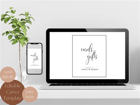 Minimalistic Wedding T Sign Printable Template Modern Wedding Simple