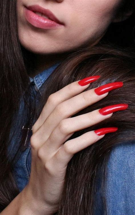 Red Lip Fantasy Long Red Nails Long Nails Red Nails