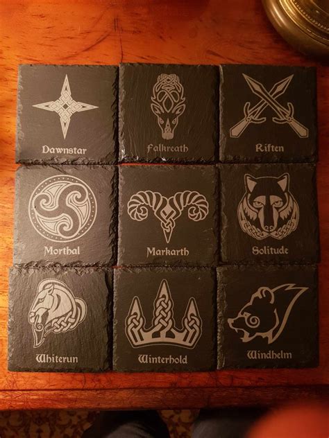 Skyrim Hold Guard Shield Banner Coasters Choice Of Designs 10 X 10cm