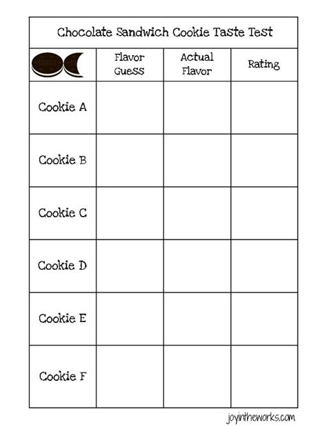 Oreo Flavors Taste Test Taste Testing Oreo Flavors Worksheet Template