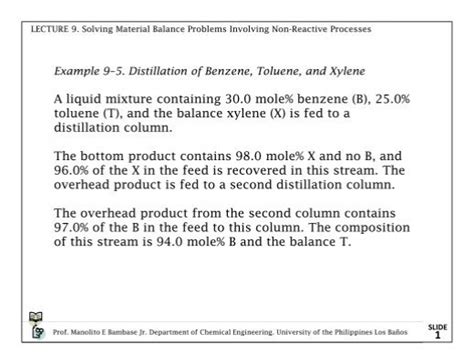 1 A liquid mixture containing 30.0 mole% benzene (B) - Che 31 ... 