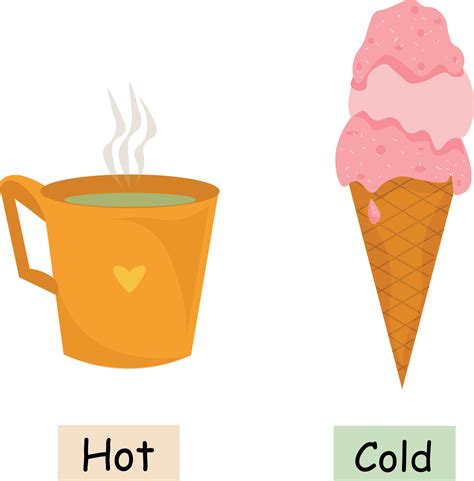 Learning The Opposite Adjectives Cold And Hot Cold Delicious Ice Cream