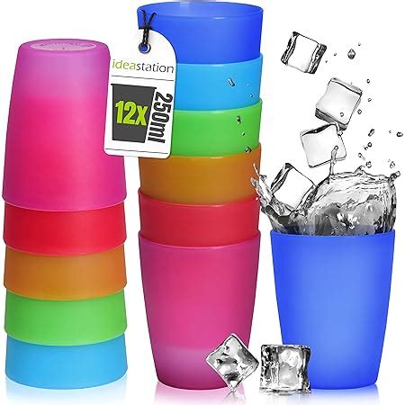 Idea Station NEO Plastikbecher 12 X 250 Ml Bunt Party Becher