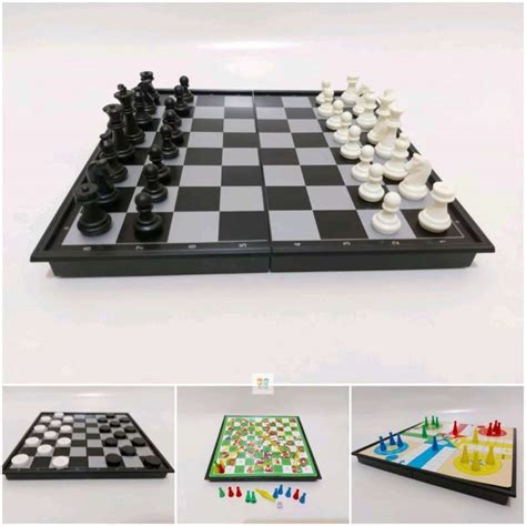 Jual Board Game Magnetic 4 In 1 Catur Ludo Ular Tangga Checkers Di