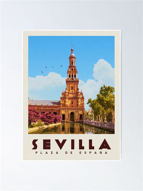 Sevilla Travel Poster Seville Plaza De Espana Print Sevilla Spain