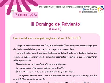 Delegaci N De Ense Anza Di Cesis De Cartagena Evangelio Del Iii