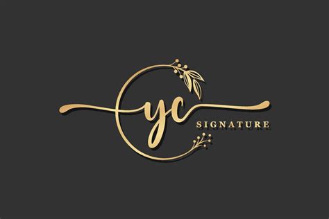 Luxury Gold Signature Initial Y C Logo Design Isolated Leaf And Flower 22013149 Vector Art At