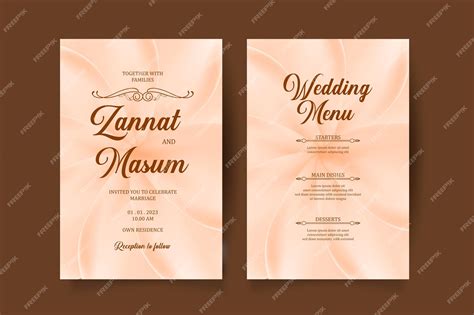 Premium Vector Wedding Invitation And Menu Template