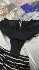 ZAFUL Frilled Ruched V Wire Cheeky Criss Cross Bikini Swimwear In BLACK