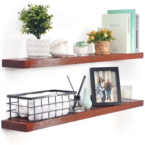 Marsmiles 36 Inch Floating Shelves Rustic Wood Wall Shelves Set Of 2 Heavy Duty Floating