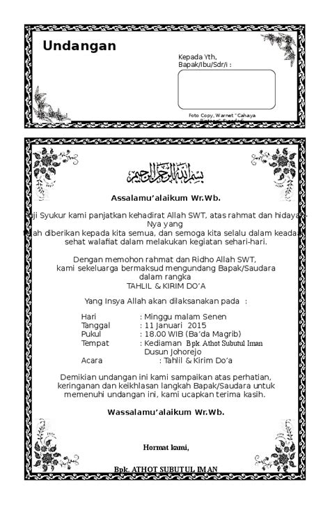 Contoh Surat Undangan Kirim Doa Pernikahan Delinewstv