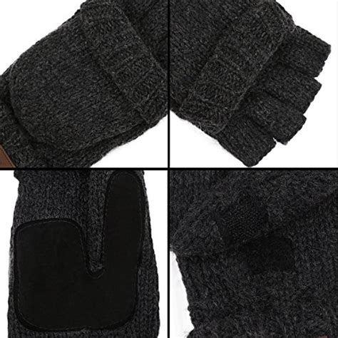 Vigrace Winter Knitted Convertible Fingerless Gloves Wool Mittens Warm