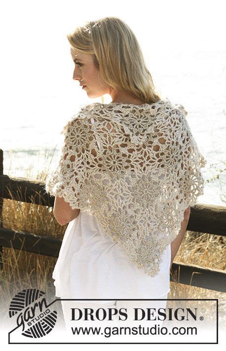 Liberty DROPS 119 11 Crochet DROPS Shawl In Cotton Viscose And