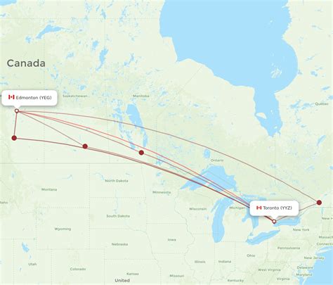 All Flight Routes From Edmonton To Toronto Yeg To Yyz Flight Routes