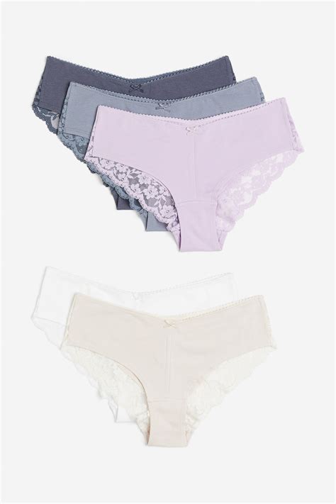 5 Pack Cotton Hipster Briefs Light Beige Lilac Ladies Handm Gb