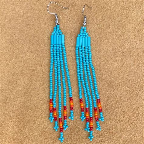 Turquoise Beaded Earrings By Waleia Creative Turquoise Bead Earrings