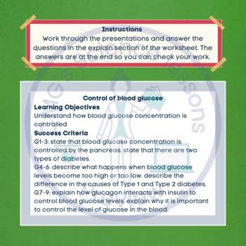 Control Of Blood Glucose Distance Learning By CMGs Science Lessons