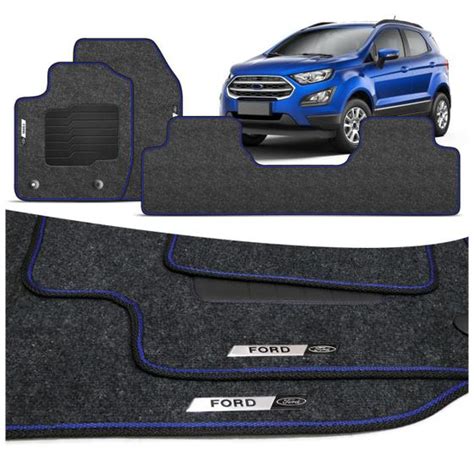 Jogo De Tapete Carpete Premium Ecosport 2013 A 2023 Grafite Placa