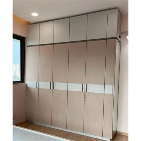 Hinged Door Beige Plywood Modular Wardrobe Without Mirror With Locker