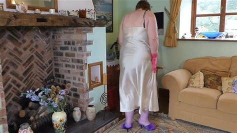 Lovely Vintage Long Cream Gold Satin Nightie Mature Porn XHamster