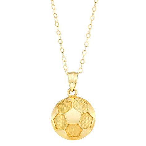 10k Gold Soccer Ball Pendant Necklace