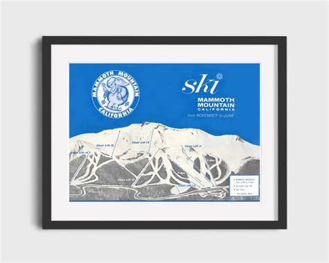 Mammoth Mountain Ski Trail Map Ski Map Ski Art Ski Decor Ski