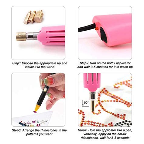 Hotfix Applicator Tool Bedazzler Kit With DIY Hot Fix Rhinestones Include 7 Tips Support Stand