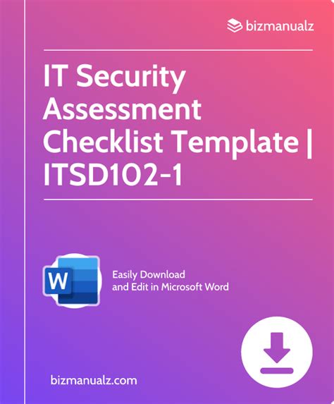 It Security Assessment Checklist Template Word