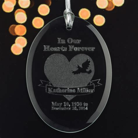 Personalized Laser Etched In Our Hearts Forever Glass Ornament