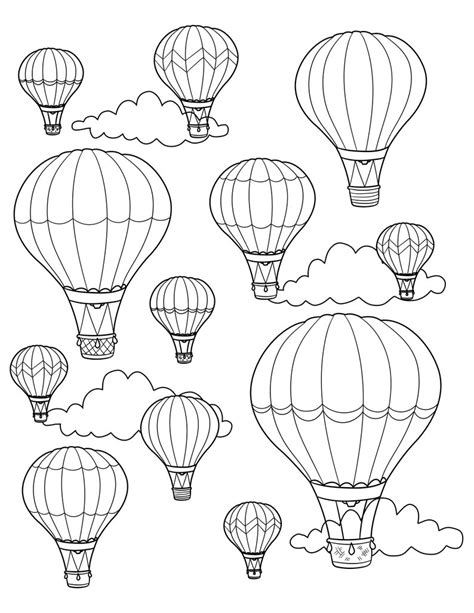 Printable Hot Air Balloon Coloring Page Digital Download Festival