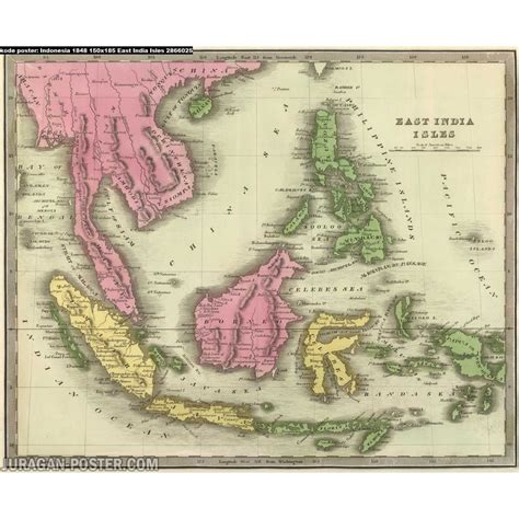 Jual Peta Kuno Indonesia Jaman Dulu Tahun 1848 Ukuran 125x155 Bahan Pet