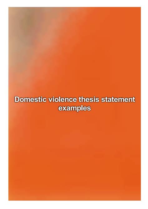 Domestic Violence Thesis Statement Examples By Christensen Krista Issuu