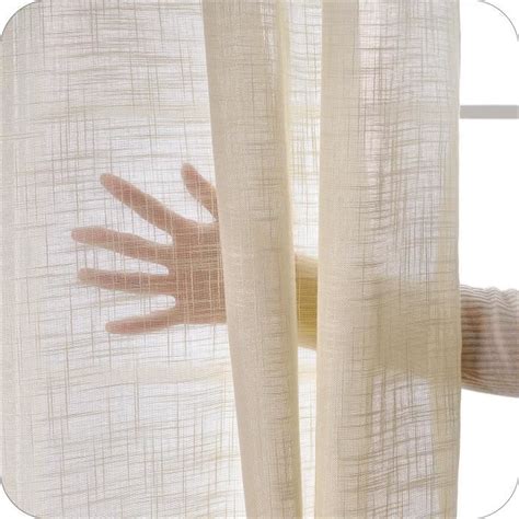 Topfinel Rideaux Voilages Beige 140x180 cm à Oeillet en Lin pour