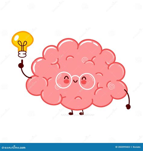 Cute Funny Human Brain Organ Character Stock Vector Illustration Of