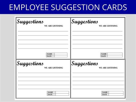 Employee Suggestion Card Employee Relations Suggestion Box Card